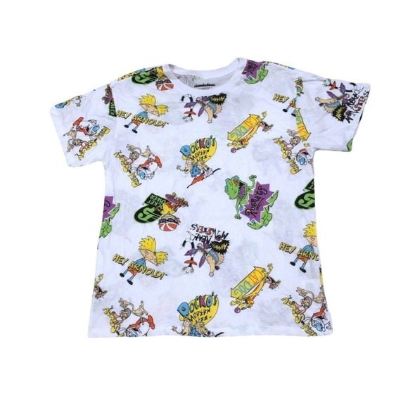 Nickelodeon Other - Catdog Rugrats Rocket Power Short Sleeve Tee Shirt White Large Mens Nickelodeon